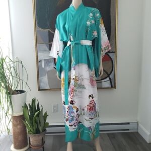 Kimono with Floral and Asian Details